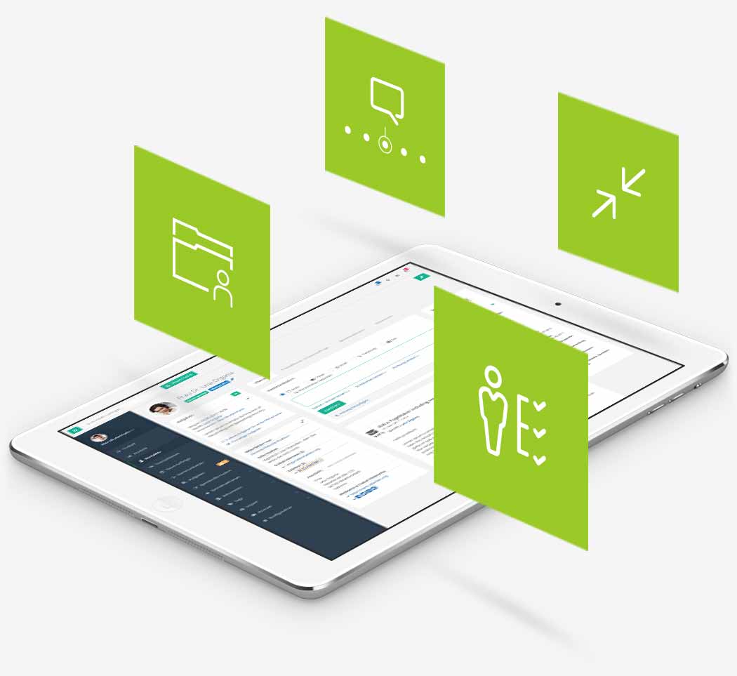 Bildschirm des FundraisingBox Spendenmanagements auf Tablet-PC