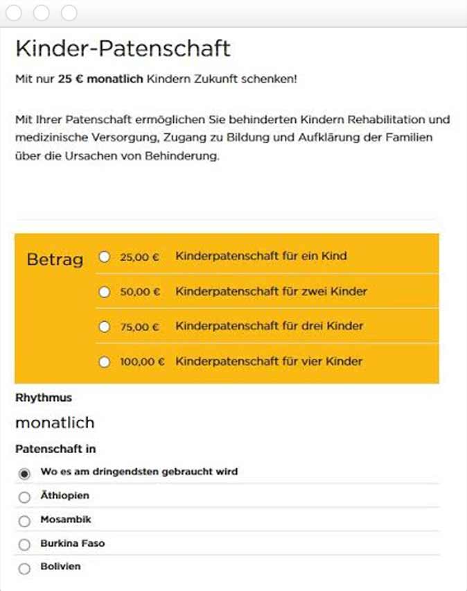 Spendenformular für Patenschaft