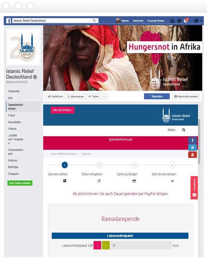 Facebook Spendenformular