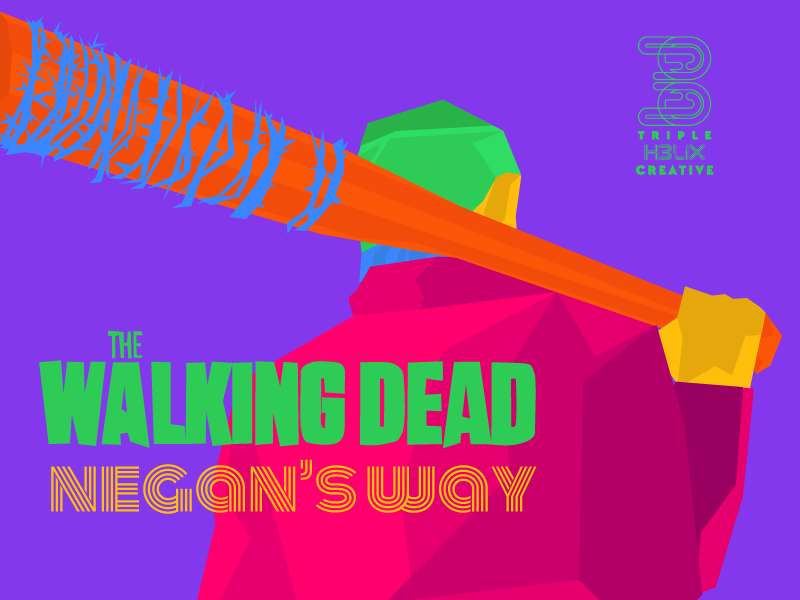 Triple Helix Creative draws Negan's Way from Walking Dead Season 7 (Walking Dead Season Seven) with bright fun colors in Charleston, SC.