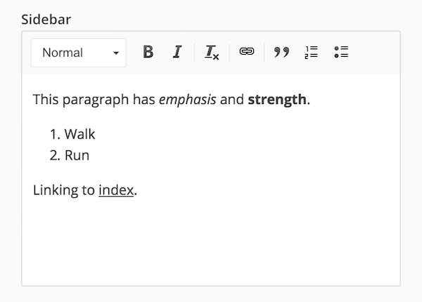 HTML Rich Text interface
