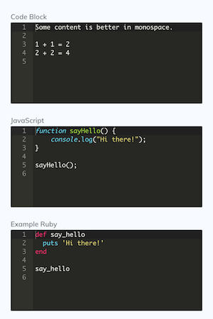 Code Block interface
