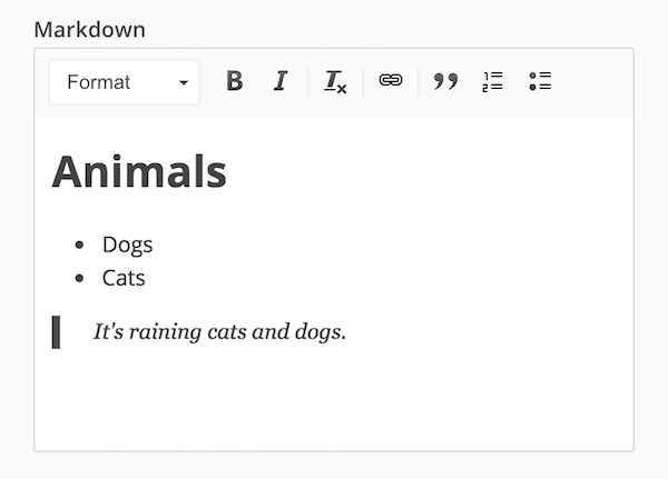 Markdown Rich Text interface