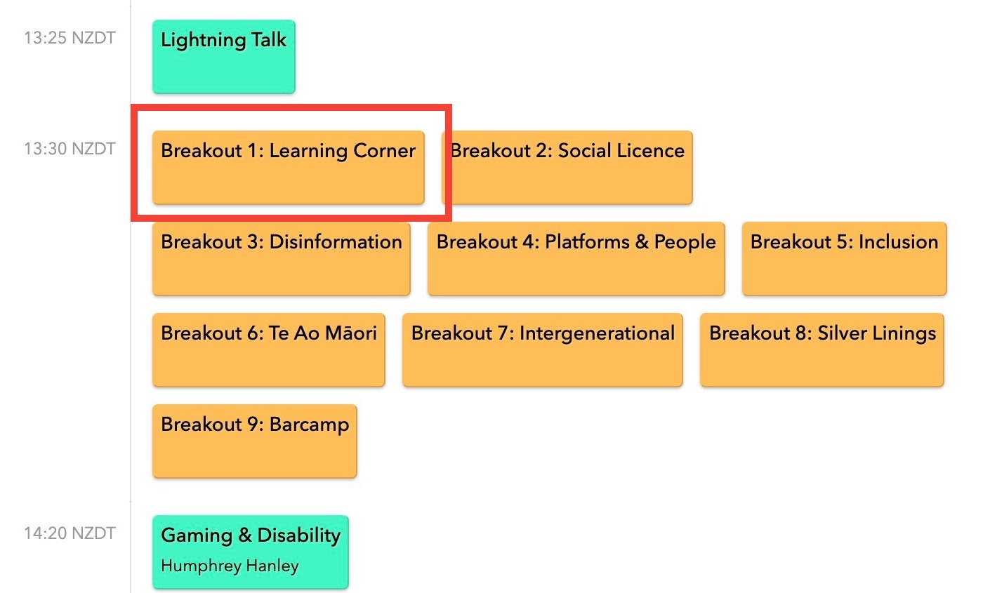 Screenshot of a breakout session in the NetHui programme