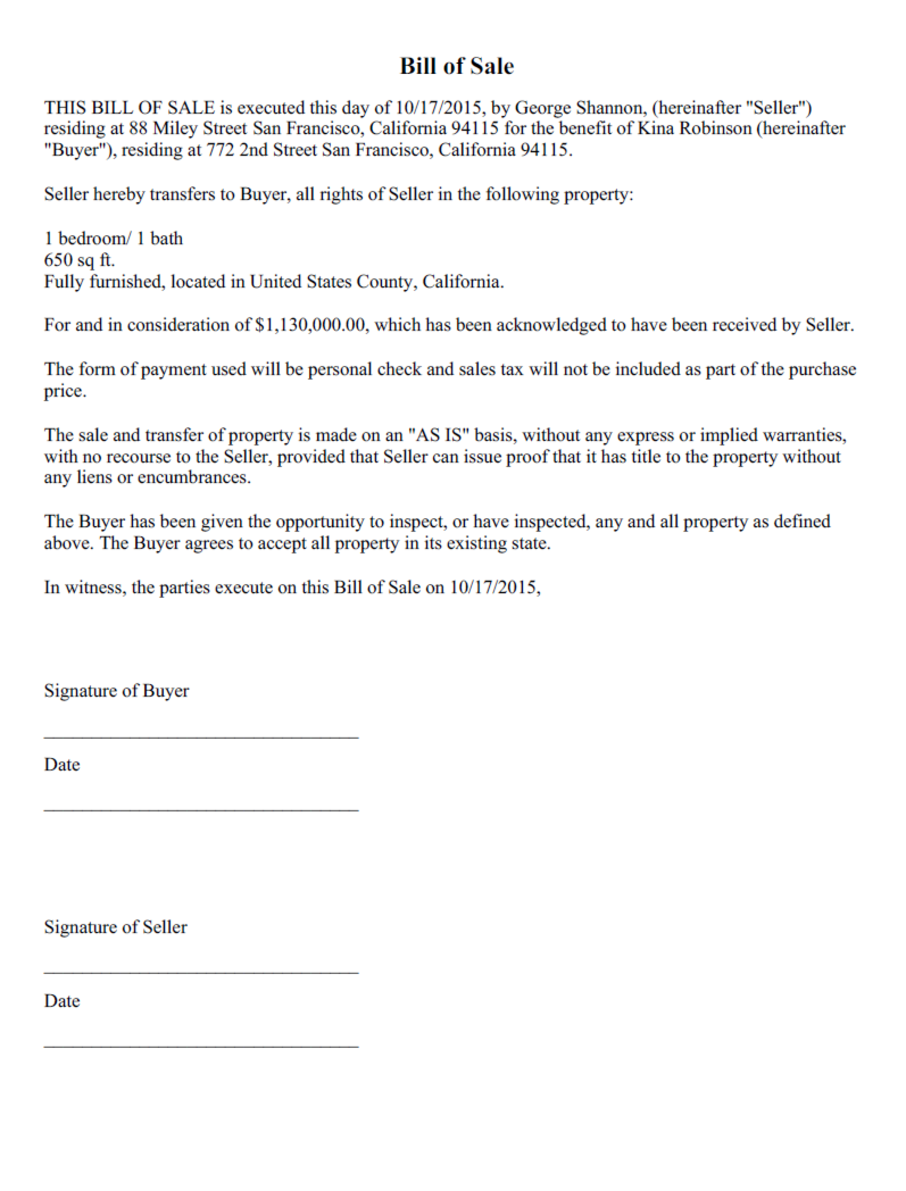 bill of sale template create a free bill of sale form