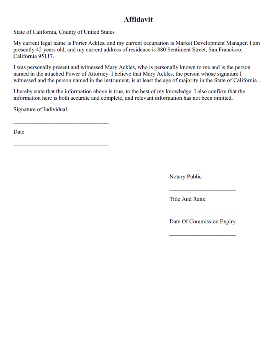 Affidavit Template. Create A Free Affidavit Form.