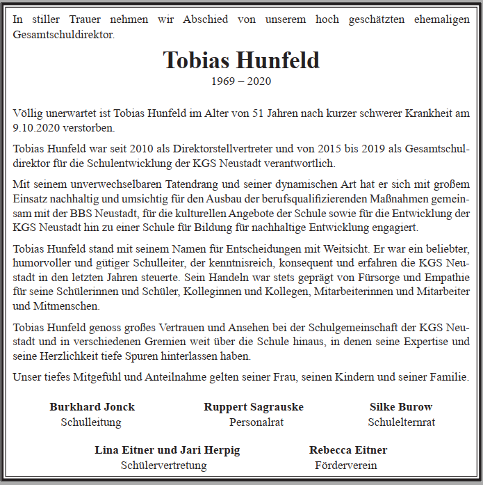 In Stiller Trauer Kgs Neustadt