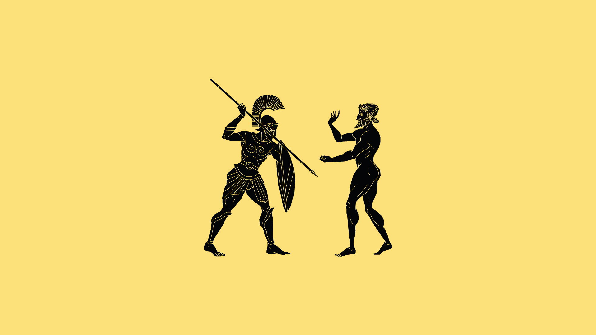 Vectorised illustration in the style of ancient Greek red-figure pottery