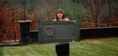 Robin Lee holding the Parrish panel