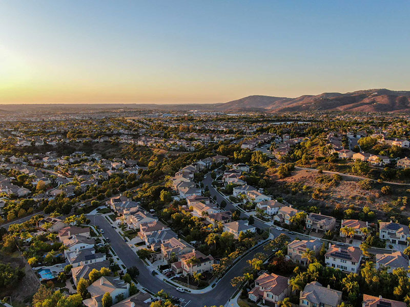 Scenic view overlooking a suburb