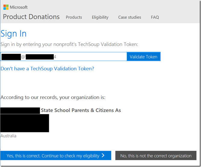 Process PA Registering Office 365 with Nonprofit pricing