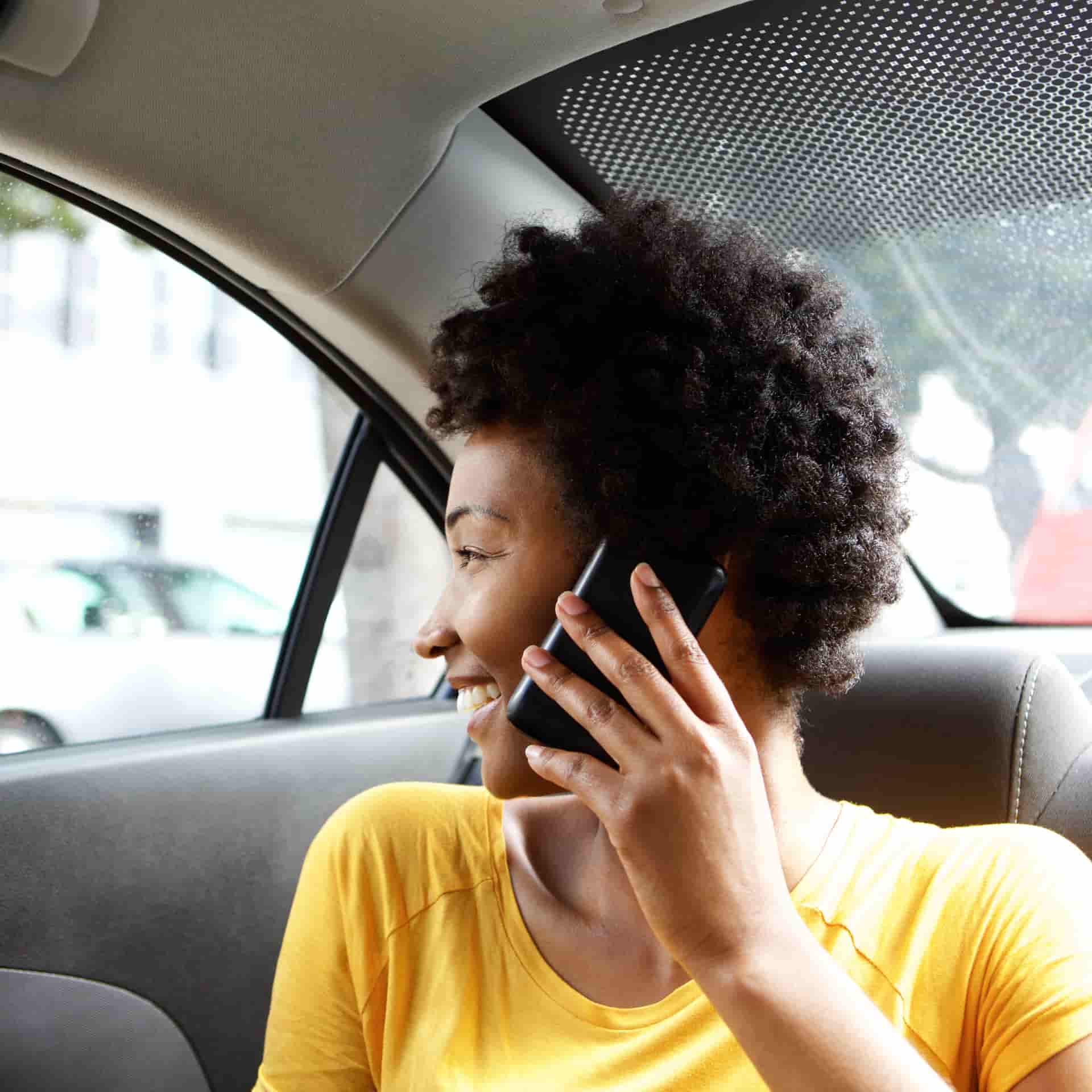 Woman in taxi