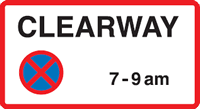 Clearway Parking Sign